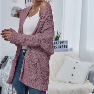 Popcorn Knit Sweater Cardigan